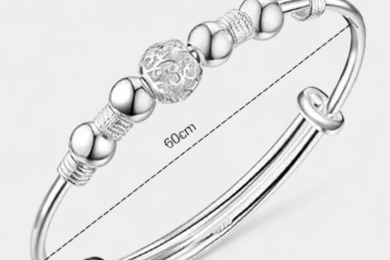 Virelle-Bangle Bracelet-Virelle Armband - Zilveren bangle armband met holle kraal