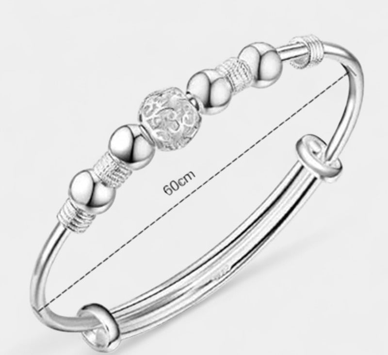 Virelle-Bangle Bracelet-Virelle Armband - Zilveren bangle armband met holle kraal