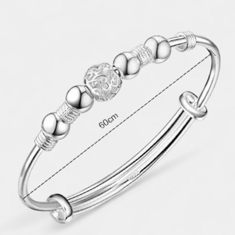 Virelle-Bangle Bracelet-Virelle Armband - Zilveren bangle armband met holle kraal