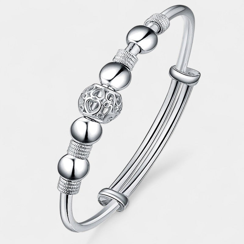 Virelle-Bangle Bracelet-Virelle Armband - Zilveren bangle armband met holle kraal