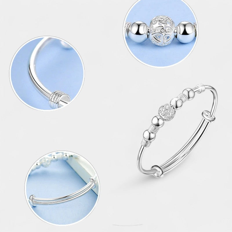 Virelle-Bangle Bracelet-Virelle Armband - Zilveren bangle armband met holle kraal