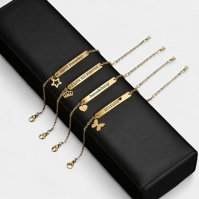 Virelle-Bracelet-Virelle Armband of Enkelband - Titanium stalen armband met hart- en sterbedels