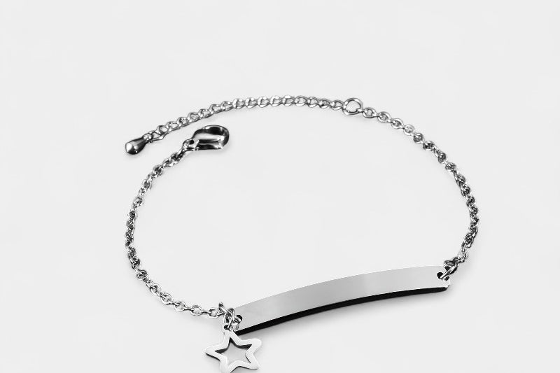 Virelle-Bracelet-Virelle Armband of Enkelband - Titanium stalen armband met hart- en sterbedels