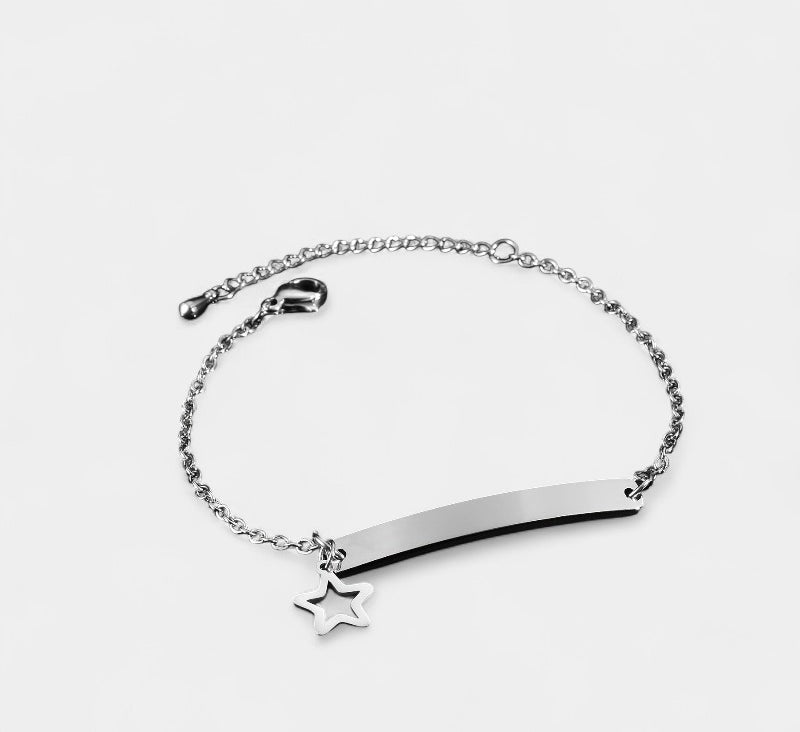 Virelle-Bracelet-Virelle Armband of Enkelband - Titanium stalen armband met hart- en sterbedels