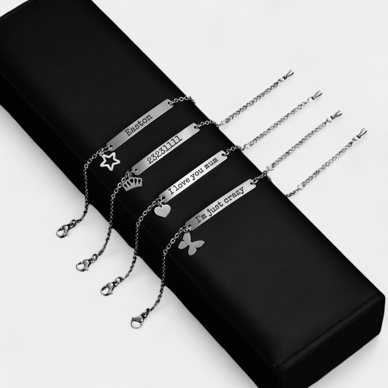 Virelle-Bracelet-Virelle Armband of Enkelband - Titanium stalen armband met hart- en sterbedels