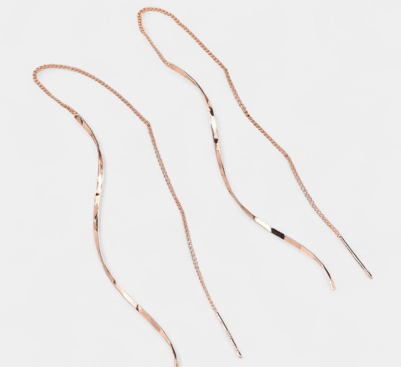 Virelle-Earrings-Virelle Oorbellen - Moderne wave bar threader oorbellen