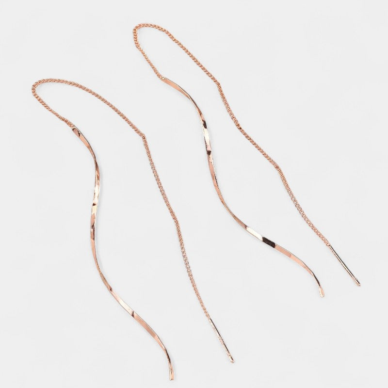 Virelle-Earrings-Virelle Oorbellen - Moderne wave bar threader oorbellen