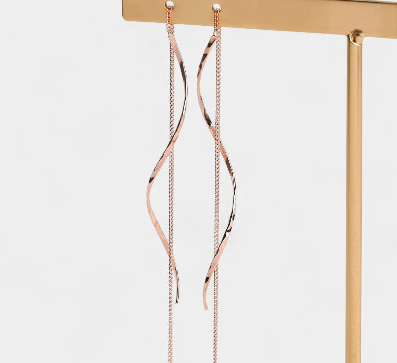 Virelle-Earrings-Virelle Oorbellen - Moderne wave bar threader oorbellen