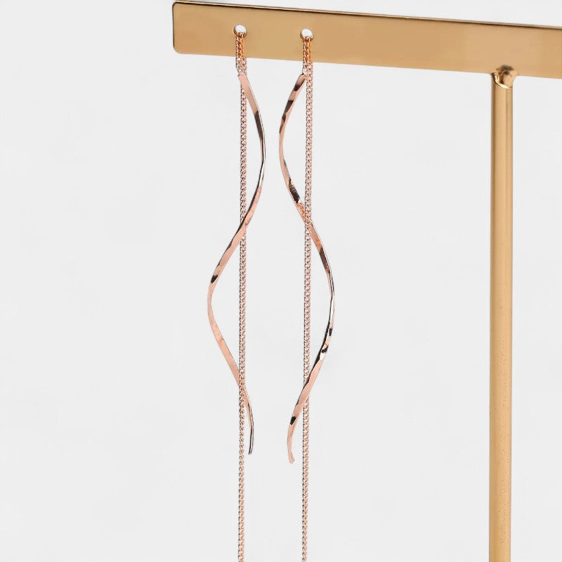 Virelle-Earrings-Virelle Oorbellen - Moderne wave bar threader oorbellen