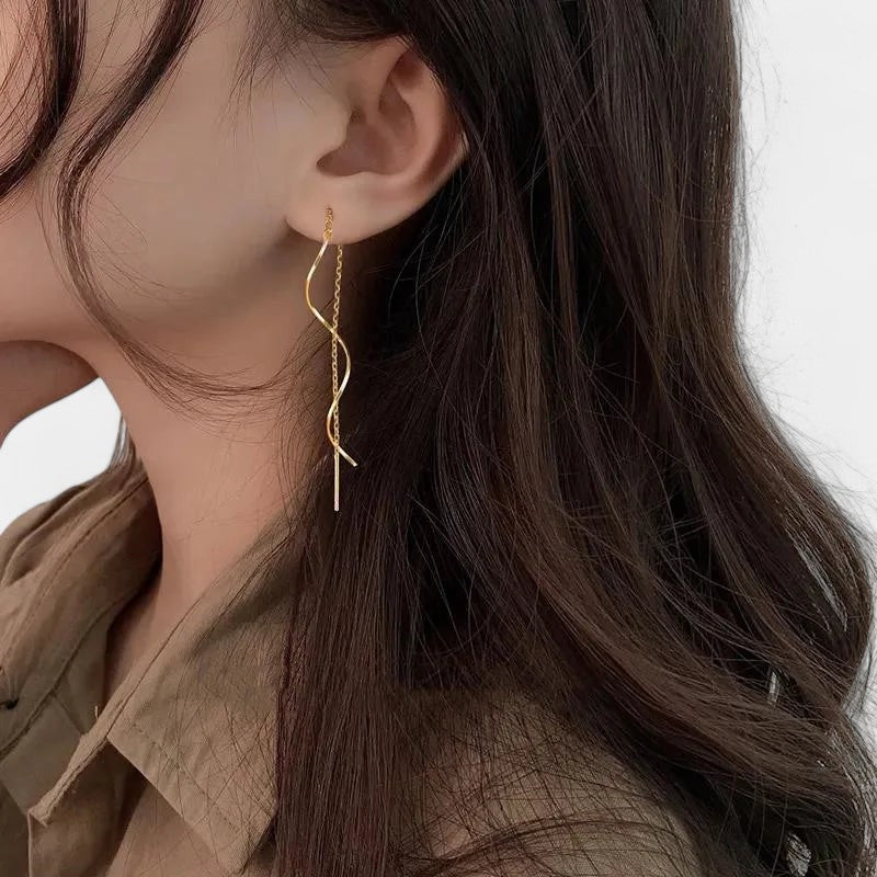 Virelle-Earrings-Virelle Oorbellen - Moderne wave bar threader oorbellen