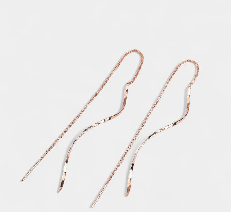 Virelle-Earrings-Virelle Oorbellen - Moderne wave bar threader oorbellen