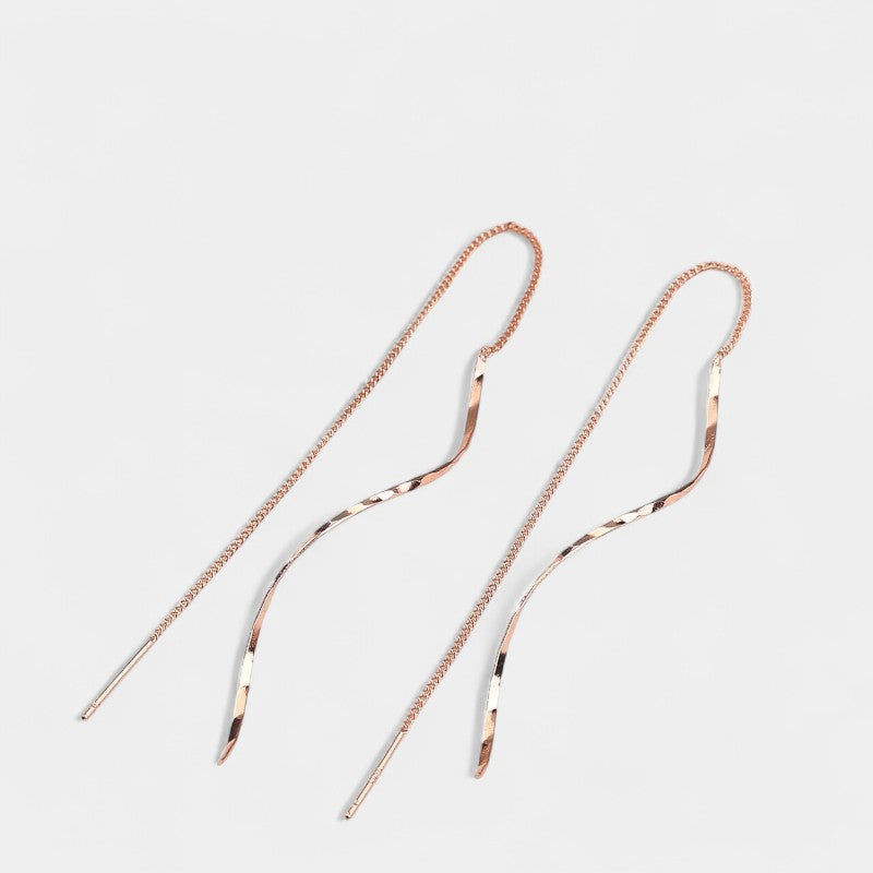 Virelle-Earrings-Virelle Oorbellen - Moderne wave bar threader oorbellen