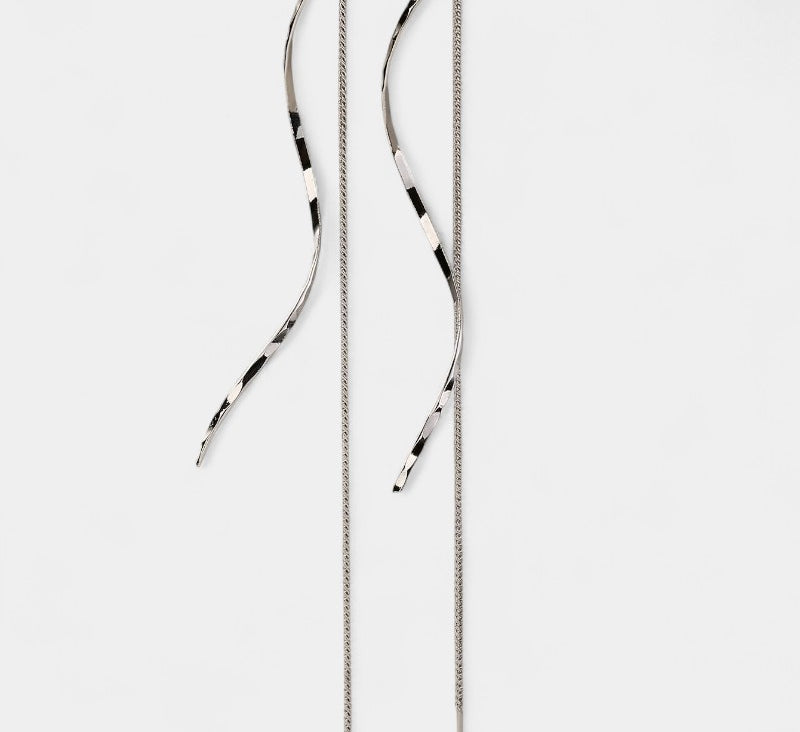 Virelle-Earrings-Virelle Oorbellen - Moderne wave bar threader oorbellen