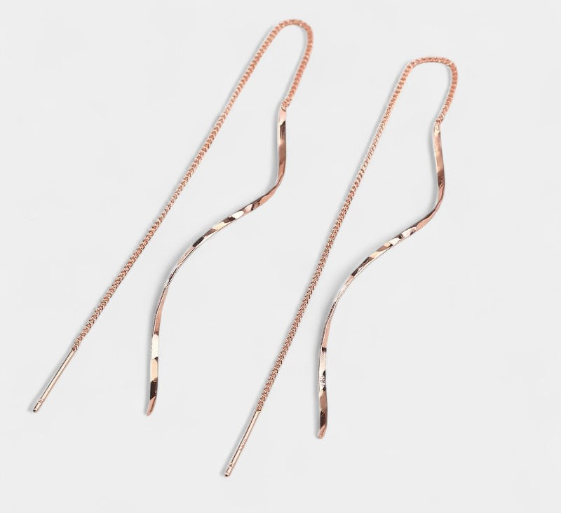 Virelle-Earrings-Virelle Oorbellen - Moderne wave bar threader oorbellen