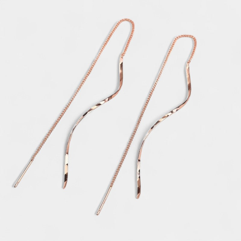 Virelle-Earrings-Virelle Oorbellen - Moderne wave bar threader oorbellen