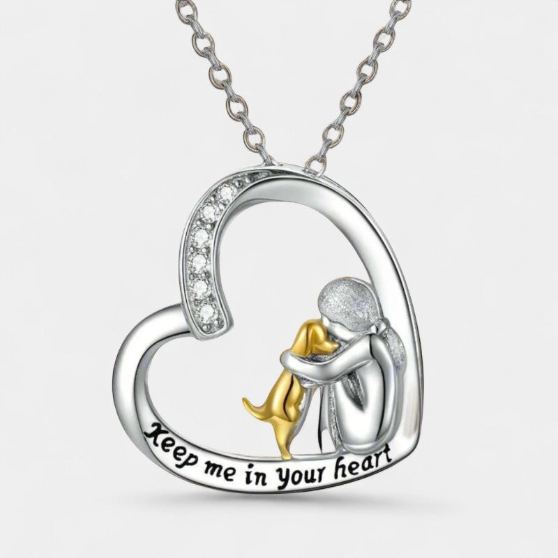 Virelle-Hangerketting-Virelle | Dames hangerketting – sterling zilver, hartvorm met hond en zirkonia