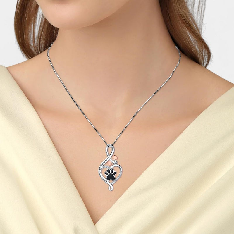 Virelle-Hangerketting-Virelle | Dames hangerketting – sterling zilver, oneindigheid met hart en pootafdruk