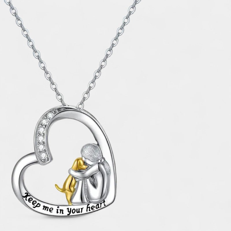 Virelle-Hangerketting-Virelle | Dames hangerketting – sterling zilver, hartvorm met hond en zirkonia