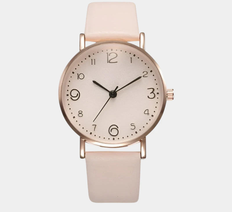 Virelle-Horloges-Virelle | Dames Horloge – Minimalistisch Ronde Kast, Leren Bandje