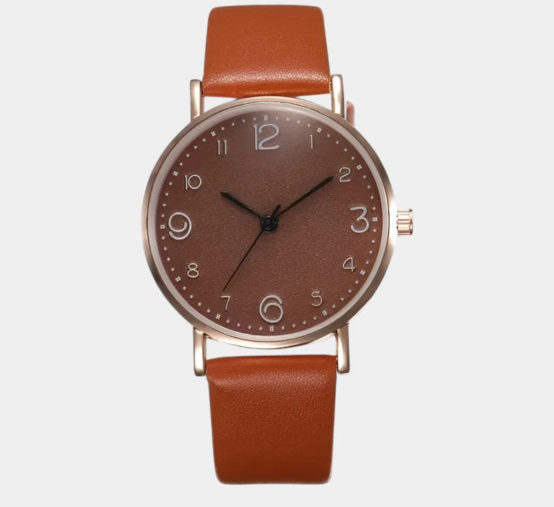 Virelle-Horloges-Virelle | Dames Horloge – Minimalistisch Ronde Kast, Leren Bandje
