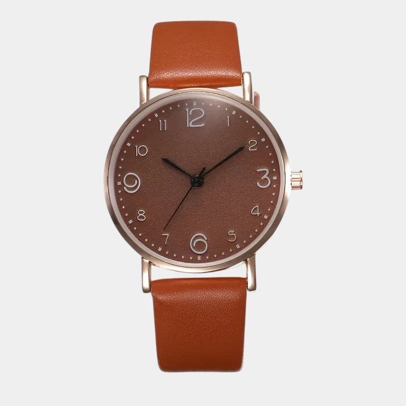 Virelle-Horloges-Virelle | Dames Horloge – Minimalistisch Ronde Kast, Leren Bandje