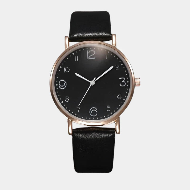 Virelle-Horloges-Virelle | Dames Horloge – Minimalistisch Ronde Kast, Leren Bandje