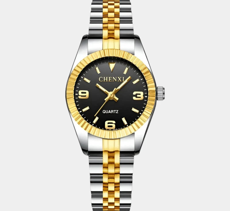 Virelle-Horloges-Virelle | Dames Horloge – Ronde Kast, Roestvrijstalen Band, Geribbelde Bezel