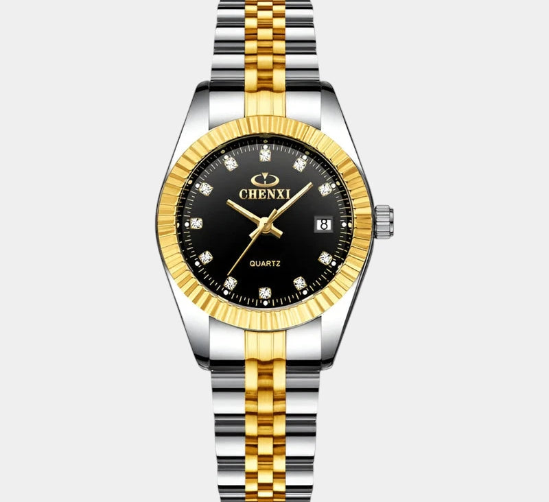 Virelle-Horloges-Virelle | Dames Horloge – Ronde Kast, Roestvrijstalen Band, Geribbelde Bezel