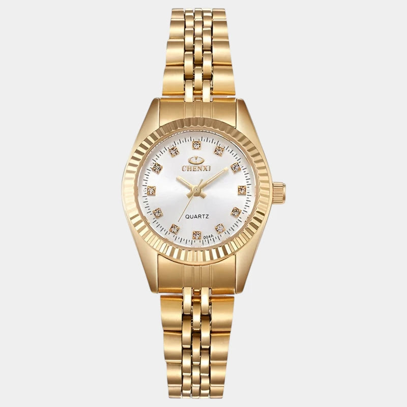 Virelle-Horloges-Virelle | Dames Horloge – Ronde Kast, Roestvrijstalen Band, Geribbelde Bezel