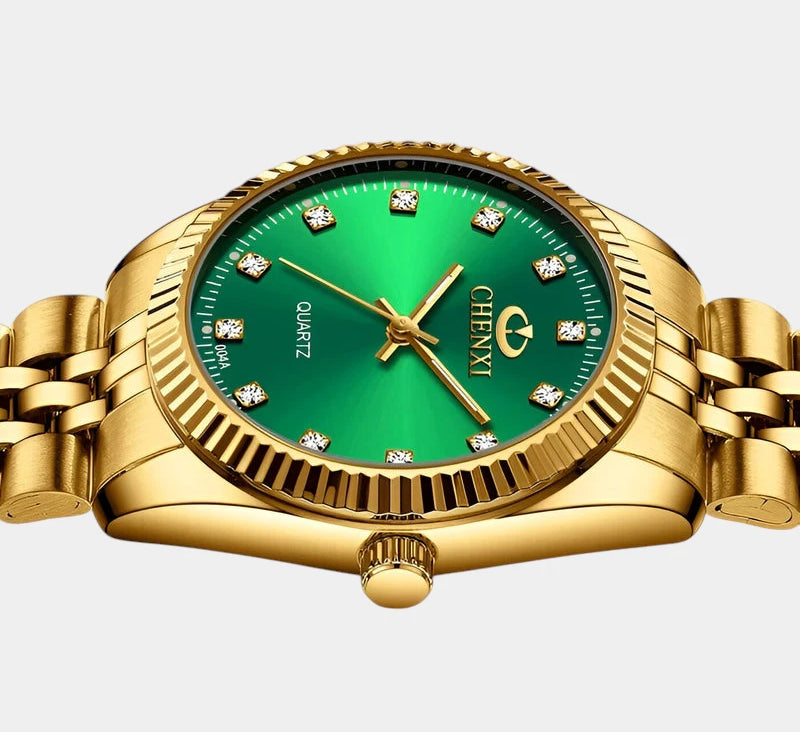 Virelle-Horloges-Virelle | Dames Horloge – Ronde Kast, Roestvrijstalen Band, Geribbelde Bezel