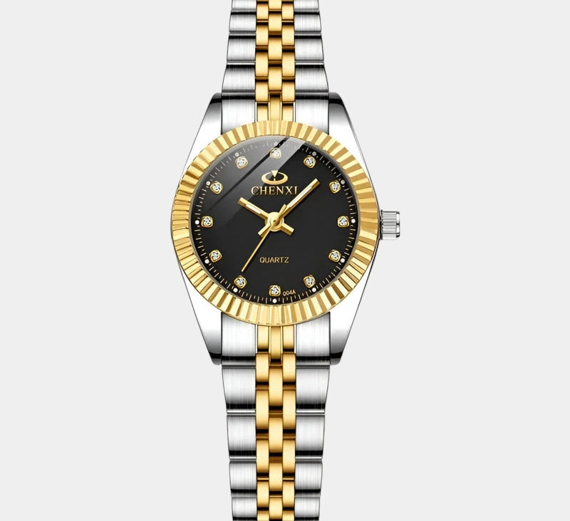 Virelle-Horloges-Virelle | Dames Horloge – Ronde Kast, Roestvrijstalen Band, Geribbelde Bezel