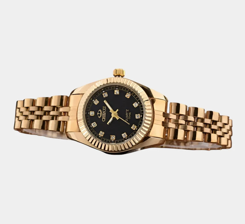 Virelle-Horloges-Virelle | Dames Horloge – Ronde Kast, Roestvrijstalen Band, Geribbelde Bezel