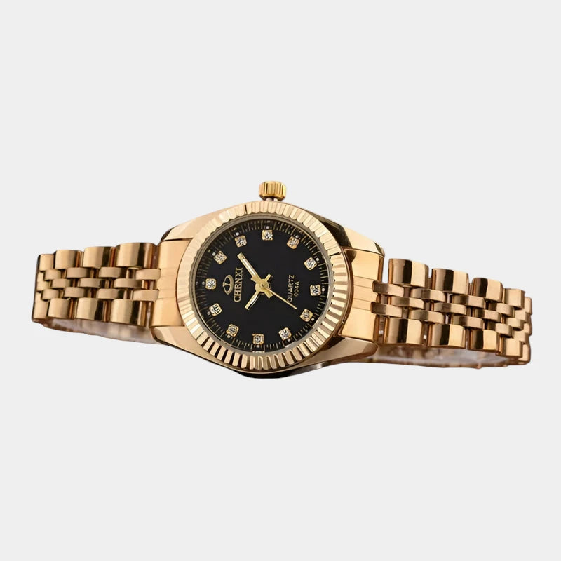 Virelle-Horloges-Virelle | Dames Horloge – Ronde Kast, Roestvrijstalen Band, Geribbelde Bezel