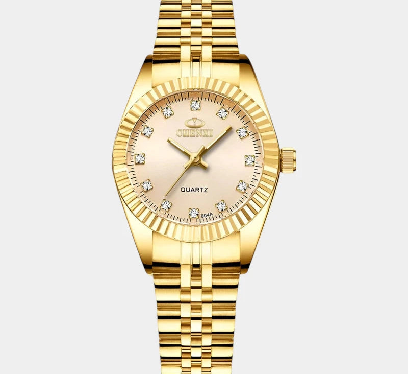 Virelle-Horloges-Virelle | Dames Horloge – Ronde Kast, Roestvrijstalen Band, Geribbelde Bezel