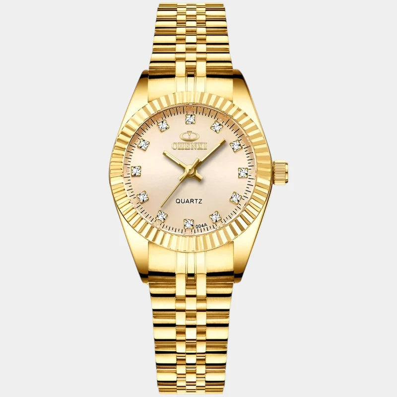 Virelle-Horloges-Virelle | Dames Horloge – Ronde Kast, Roestvrijstalen Band, Geribbelde Bezel