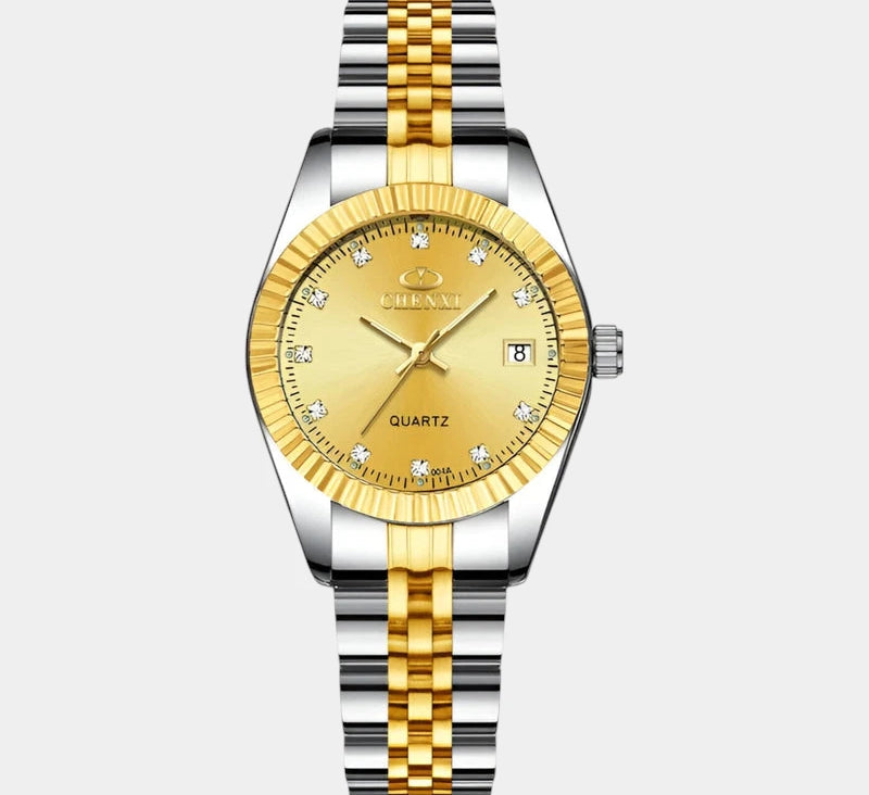 Virelle-Horloges-Virelle | Dames Horloge – Ronde Kast, Roestvrijstalen Band, Geribbelde Bezel