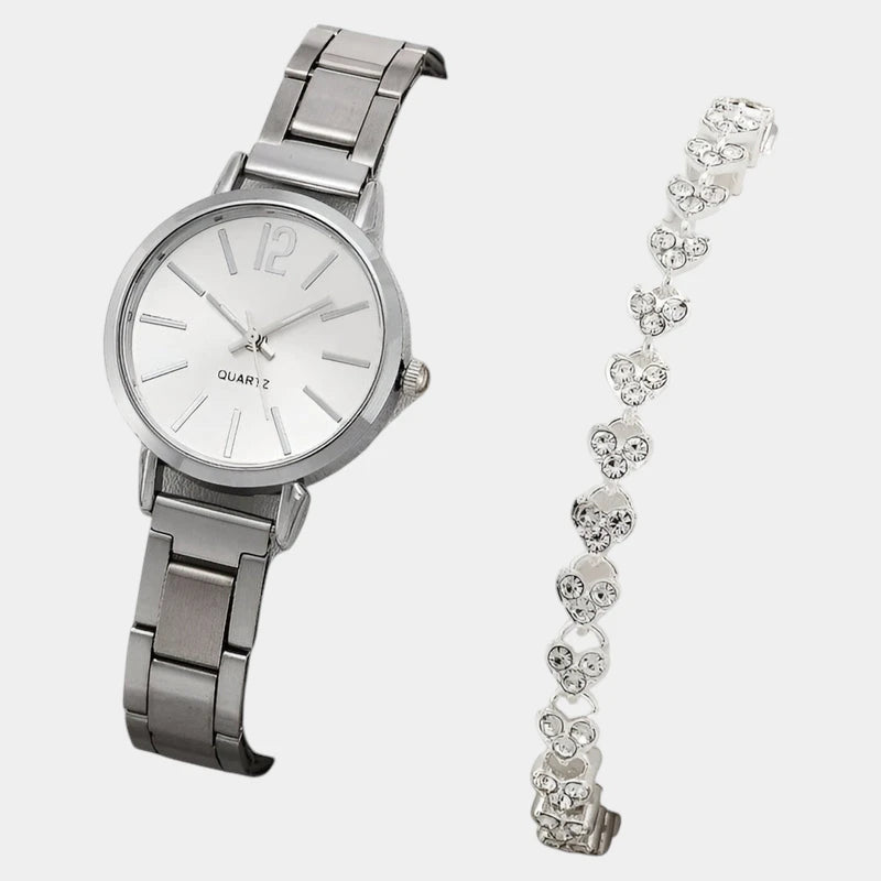 Virelle-Horloges-Virelle | Dames Horloge – Ronde Kast van Metaal, Strakke Wijzerplaat, Met Armband