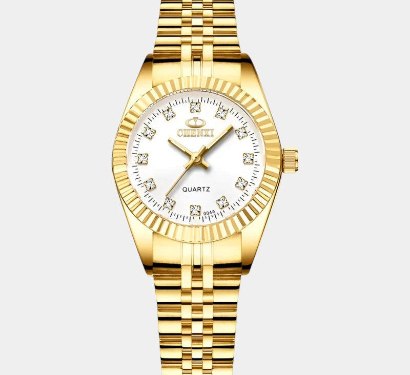 Virelle-Horloges-Virelle | Dames Horloge – Ronde Kast, Roestvrijstalen Band, Geribbelde Bezel