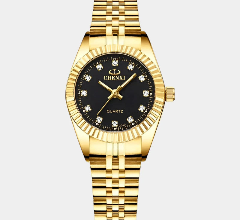 Virelle-Horloges-Virelle | Dames Horloge – Ronde Kast, Roestvrijstalen Band, Geribbelde Bezel