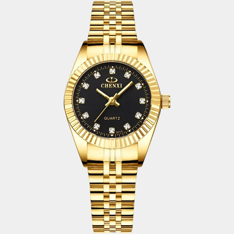 Virelle-Horloges-Virelle | Dames Horloge – Ronde Kast, Roestvrijstalen Band, Geribbelde Bezel