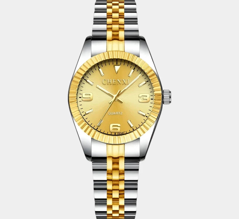 Virelle-Horloges-Virelle | Dames Horloge – Ronde Kast, Roestvrijstalen Band, Geribbelde Bezel