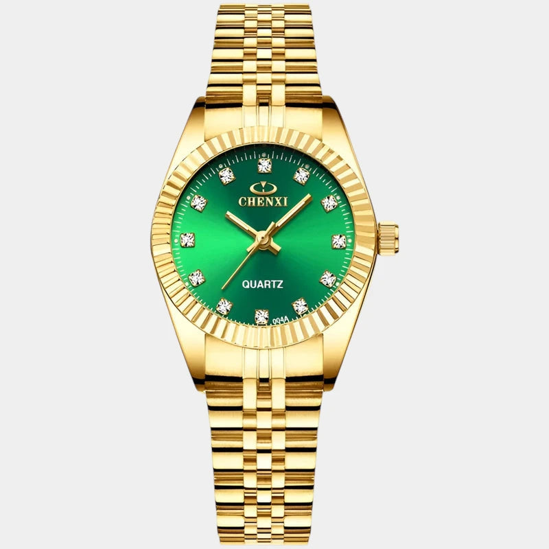 Virelle-Horloges-Virelle | Dames Horloge – Ronde Kast, Roestvrijstalen Band, Geribbelde Bezel