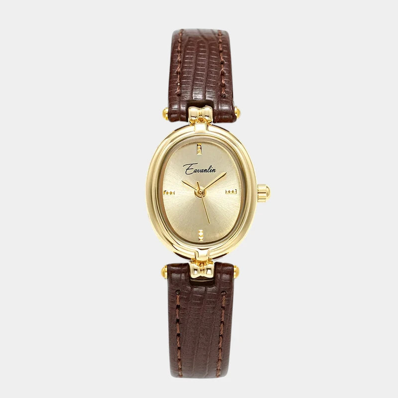 Virelle-Horloges-Virelle | Dames Horloge – Slank Kastontwerp, Leren Bandje met Textuur