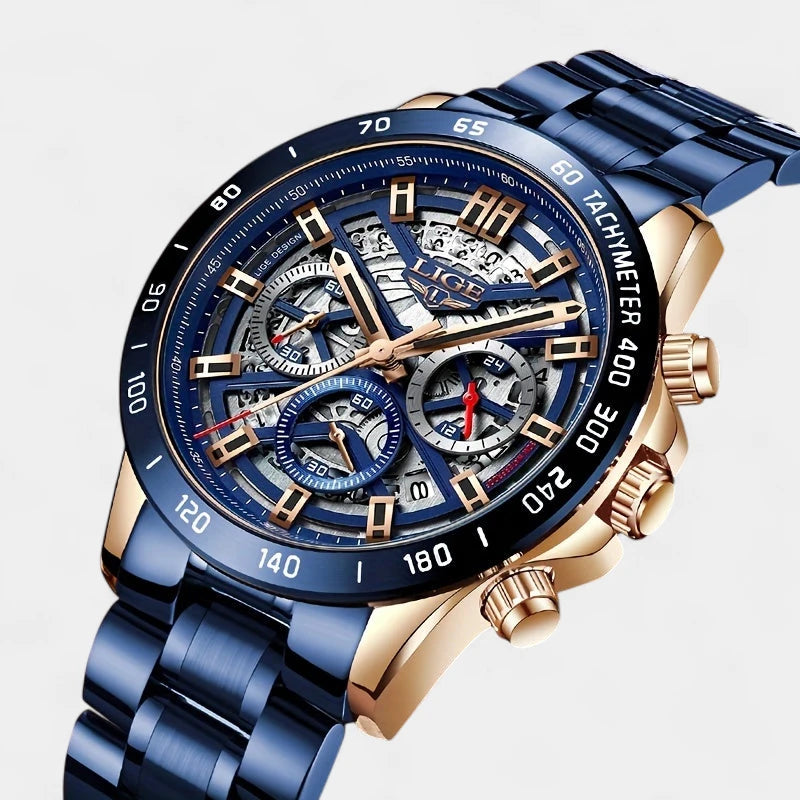 Virelle-Horloges-Virelle | Heren Horloge – RVS Band, Opengewerkt Uurwerk, Chronograaf Functie