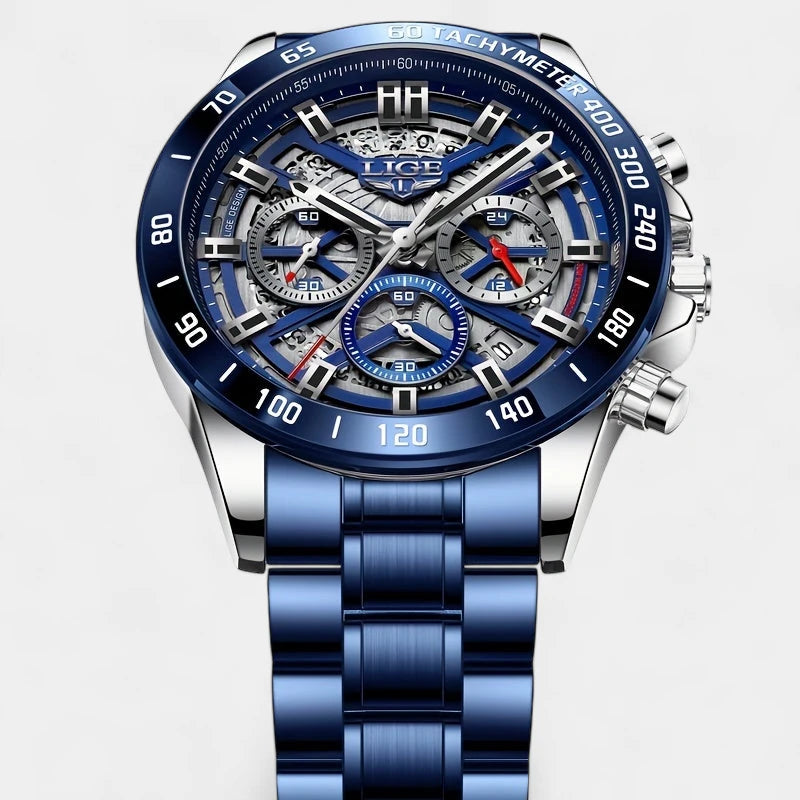 Virelle-Horloges-Virelle | Heren Horloge – RVS Band, Opengewerkt Uurwerk, Chronograaf Functie