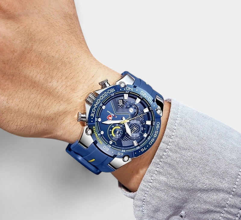 Virelle-Horloges-Virelle | Heren Sporthorloge – Siliconen Band, Groot Uurwerk, Chronograaf Functie