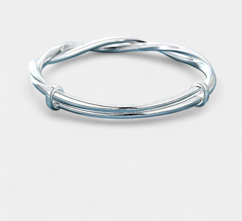 Virelle-Jewelry Bracelet Bangle-Virelle dual bangle bracelet - Stijlvolle gevlochten zilveren armband