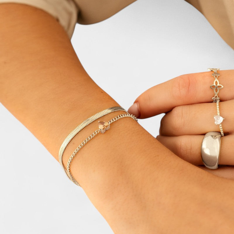 Virelle-Jewelry Bracelet Heart-Virelle Hart Birthstone Bracelet - Betekenisvolle armband met hartvormige stenen