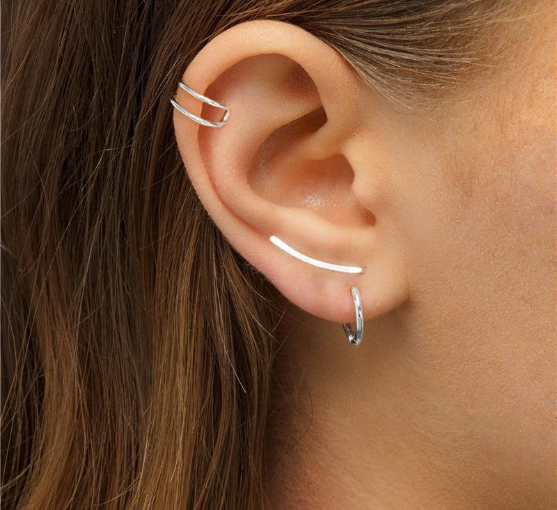 Virelle-Jewelry Earring-Virelle Oorbellen - Smooth Long Line Ear Climber voor vrouwen