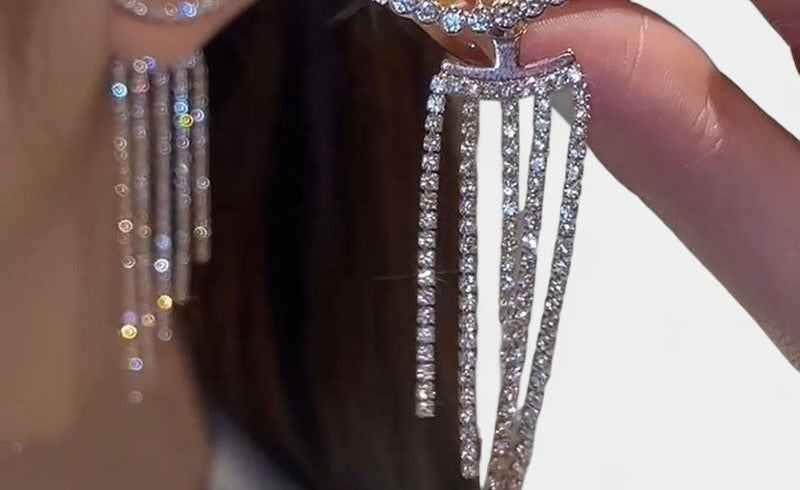 Virelle-Jewelry Earring-Virelle Oorbellen - Zircon tassel oorbellen met hartvorm